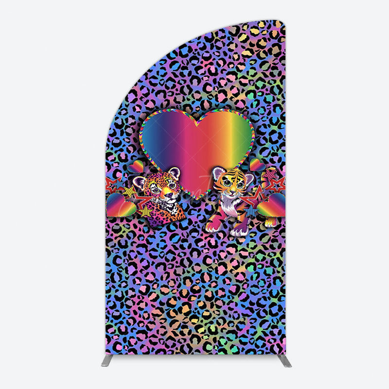 Aperturee - Aperturee Colorful Tiger Couple Heart Graffiti Half Moon Arch Backdrop