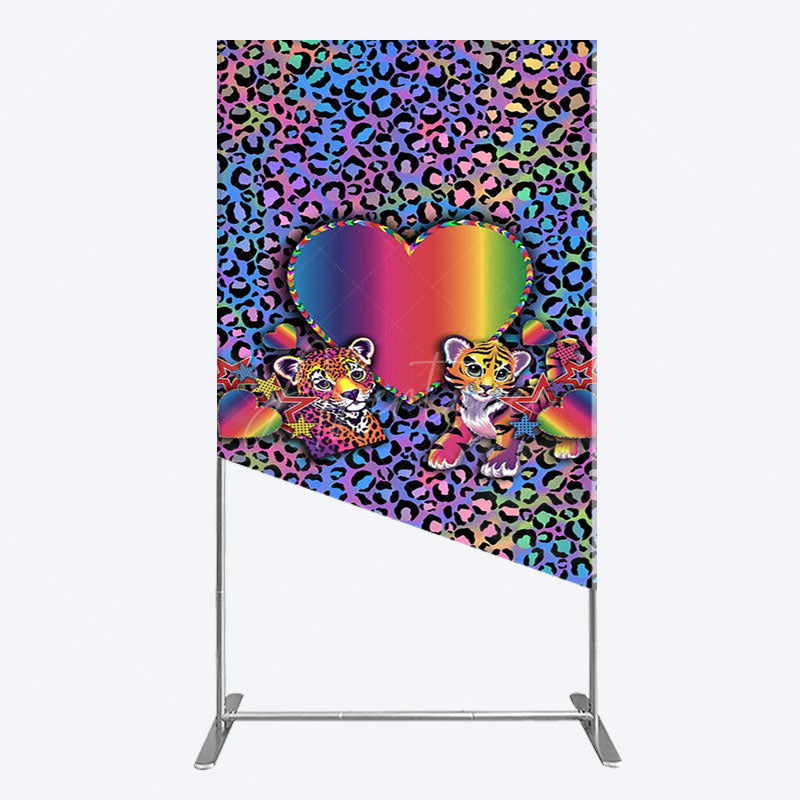 Aperturee - Aperturee Colorful Tiger Couple Heart Graffiti Rectangle Backdrop