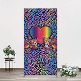 Aperturee - Aperturee Colorful Tiger Couple Heart Graffiti Rectangle Backdrop