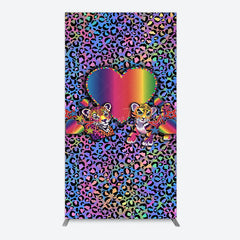 Aperturee - Aperturee Colorful Tiger Couple Heart Graffiti Rectangle Backdrop