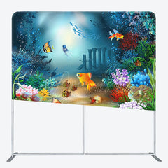 Aperturee - Aperturee Colorful Undersea World Birthday Pillow Case Backdrop