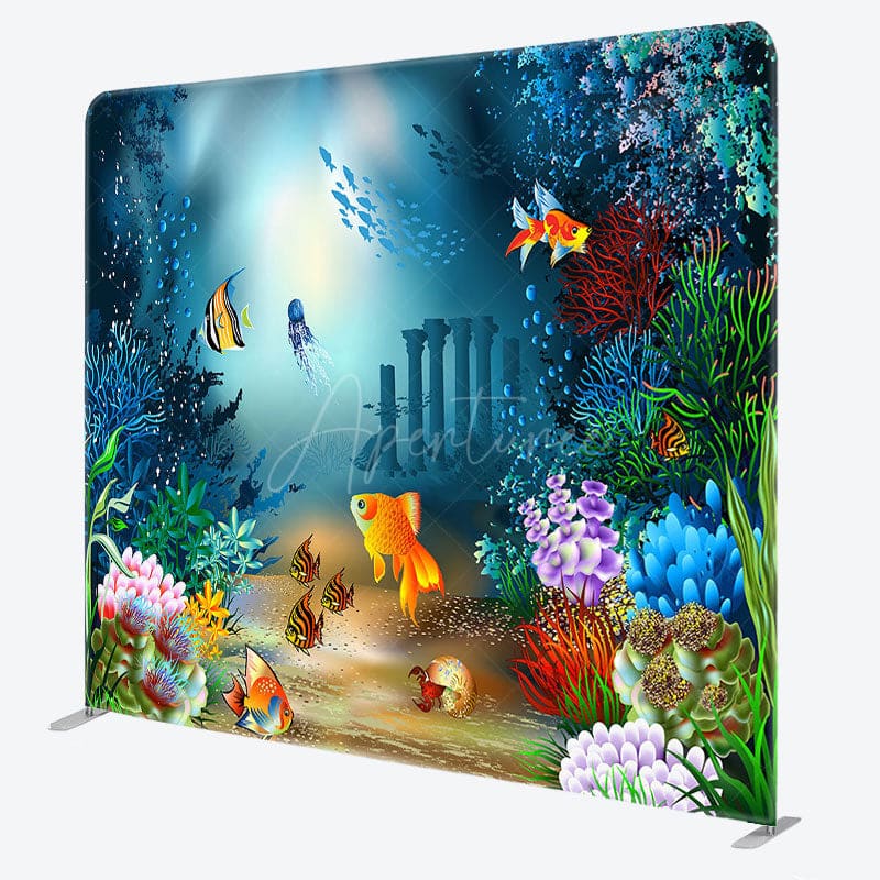 Aperturee - Aperturee Colorful Undersea World Birthday Pillow Case Backdrop