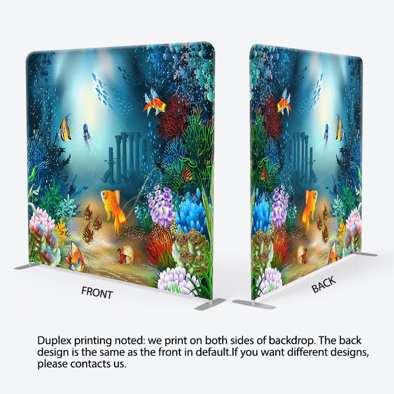 Aperturee - Aperturee Colorful Undersea World Birthday Pillow Case Backdrop
