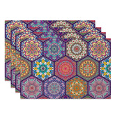 Aperturee - Aperturee Colorful Vintage Mandala Pattern Set Of 4 Placemats