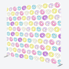 Aperturee - Aperturee Colorful Watercolor Donuts Square Tension Backdrop