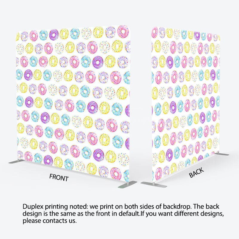 Aperturee - Aperturee Colorful Watercolor Donuts Square Tension Backdrop