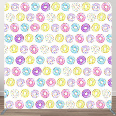 Aperturee - Aperturee Colorful Watercolor Donuts Square Tension Backdrop