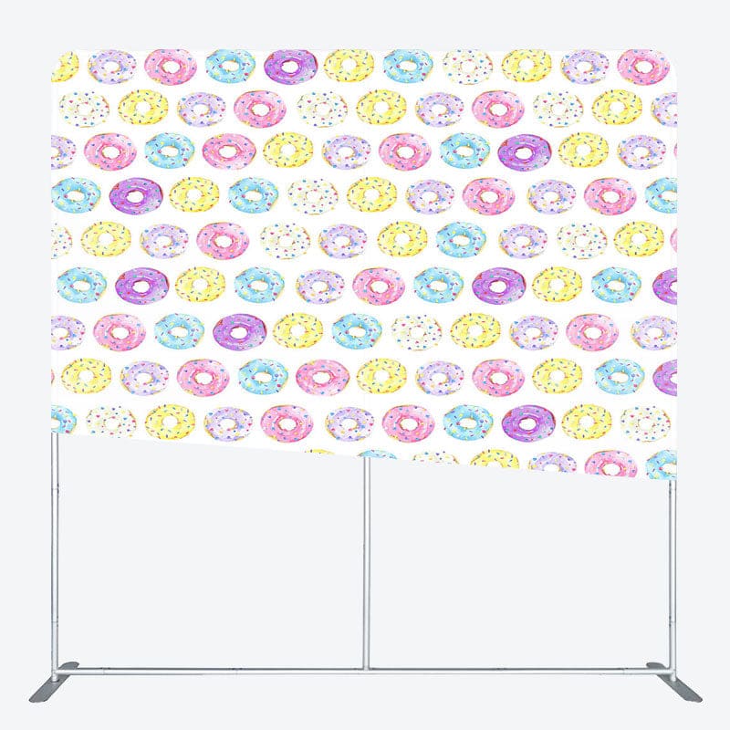 Aperturee - Aperturee Colorful Watercolor Donuts Square Tension Backdrop