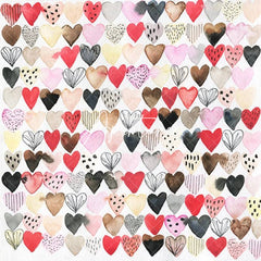 Aperturee - Aperturee Colorful Watercolor Love Heart Valentines Backdrop