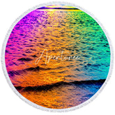 Aperturee - Aperturee Colorful Waves Under The Sunset Round Beach Towel