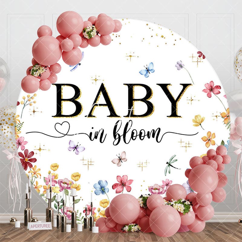 Aperturee - Aperturee Colorful Wildflower Baby In Bloom Round Backdrop