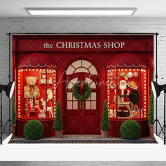 Aperturee - Aperturee Combo Set Backdrop Red Christmas Toy Shop Window Storefront Photography Background