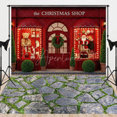 Aperturee - Aperturee Combo Set Backdrop Red Christmas Toy Shop Window Storefront Photography Background