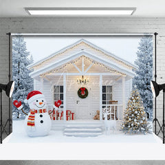 Aperturee - Aperturee Combo Set Backdrop Winter White House Porch Snowman Photography Background