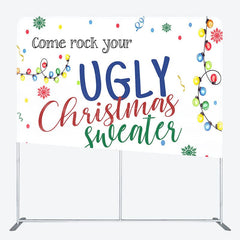 Aperturee - Aperturee Come Rock Your Ugly Christmas Sweater Square Backdrop