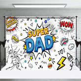 Aperturee - Aperturee Comic White Superhero Dad Happy Fathers Day Backdrop