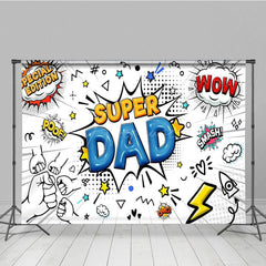 Aperturee - Aperturee Comic White Superhero Dad Happy Fathers Day Backdrop