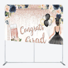 Aperturee - Aperturee Congrats Grad Flower Fabric Backdrop Cover For Grads