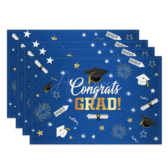 Aperturee - Aperturee Congrats Grad Mortarboard Scroll Set of 4 Placemats