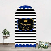 Aperturee Aperturee Congrats Grad Royal Blue Flower Arch Backdrop