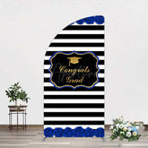 Aperturee Aperturee Congrats Grad Royal Blue Flower Half Moon Arch Backdrop