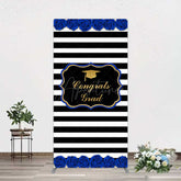 Aperturee Aperturee Congrats Grad Royal Blue Flower Rectangle Backdrop