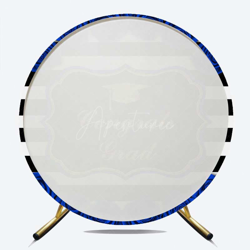 Aperturee Aperturee Congrats Grad Royal Blue Stripes Round Backdrop