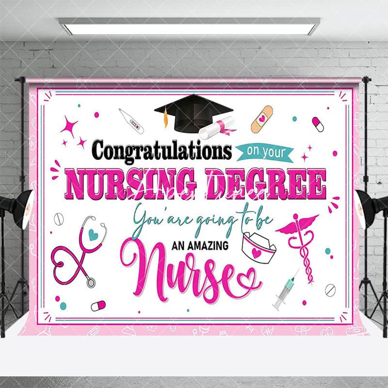 Aperturee - Aperturee Congratulations On Your Nursing Degree Grad Backdrop