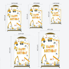 Aperturee - Aperturee Construction Arch Backdrop Happy Birthday Vehicles Truck Crane Party Supplies Decor