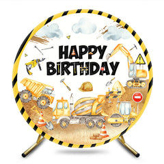 Aperturee - Aperturee Construction Site Circle Happy Birthday Backdrop