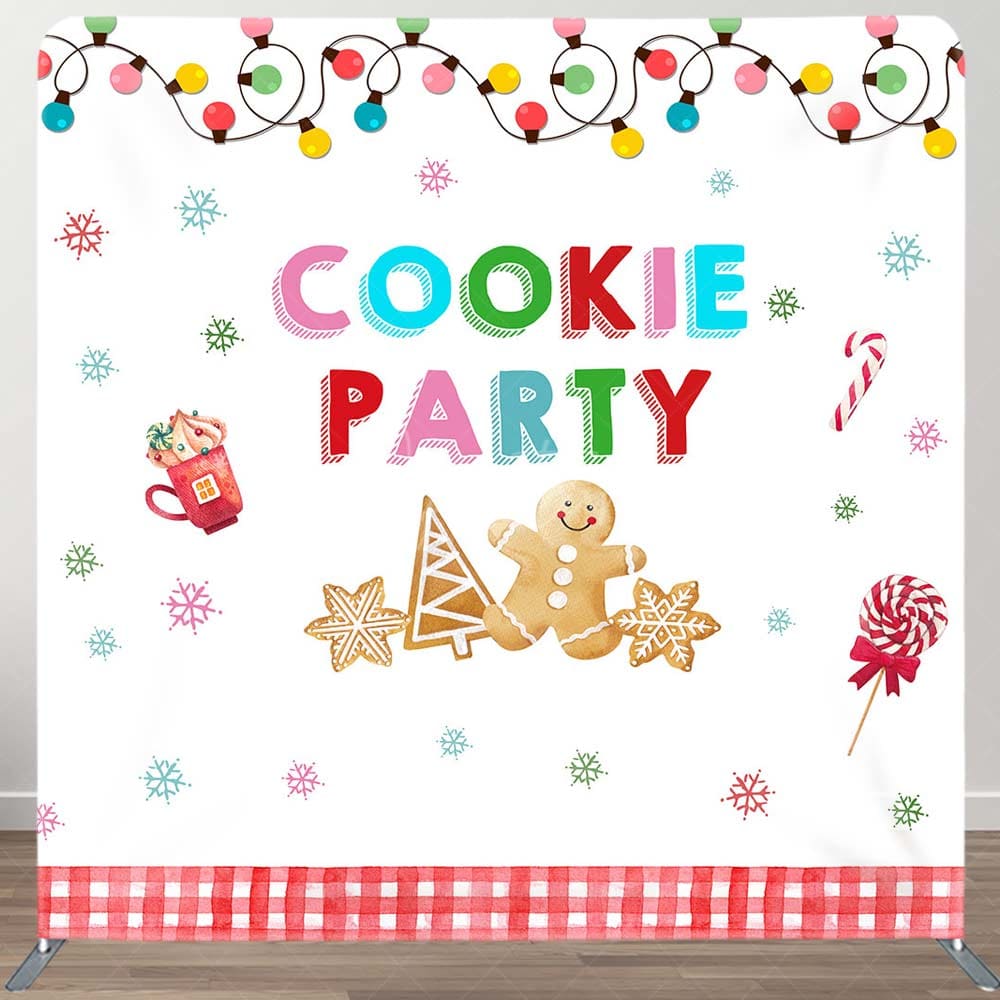 Aperturee - Aperturee Cookie Party Snowflake Christmas Pillow Case Backdrop