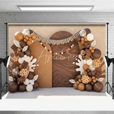 Aperturee - Aperturee Cookies and Milk Photography Backdrop Brown Balloons and Chocolate Party Banner