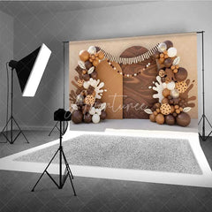 Aperturee - Aperturee Cookies and Milk Photography Backdrop Brown Balloons and Chocolate Party Banner