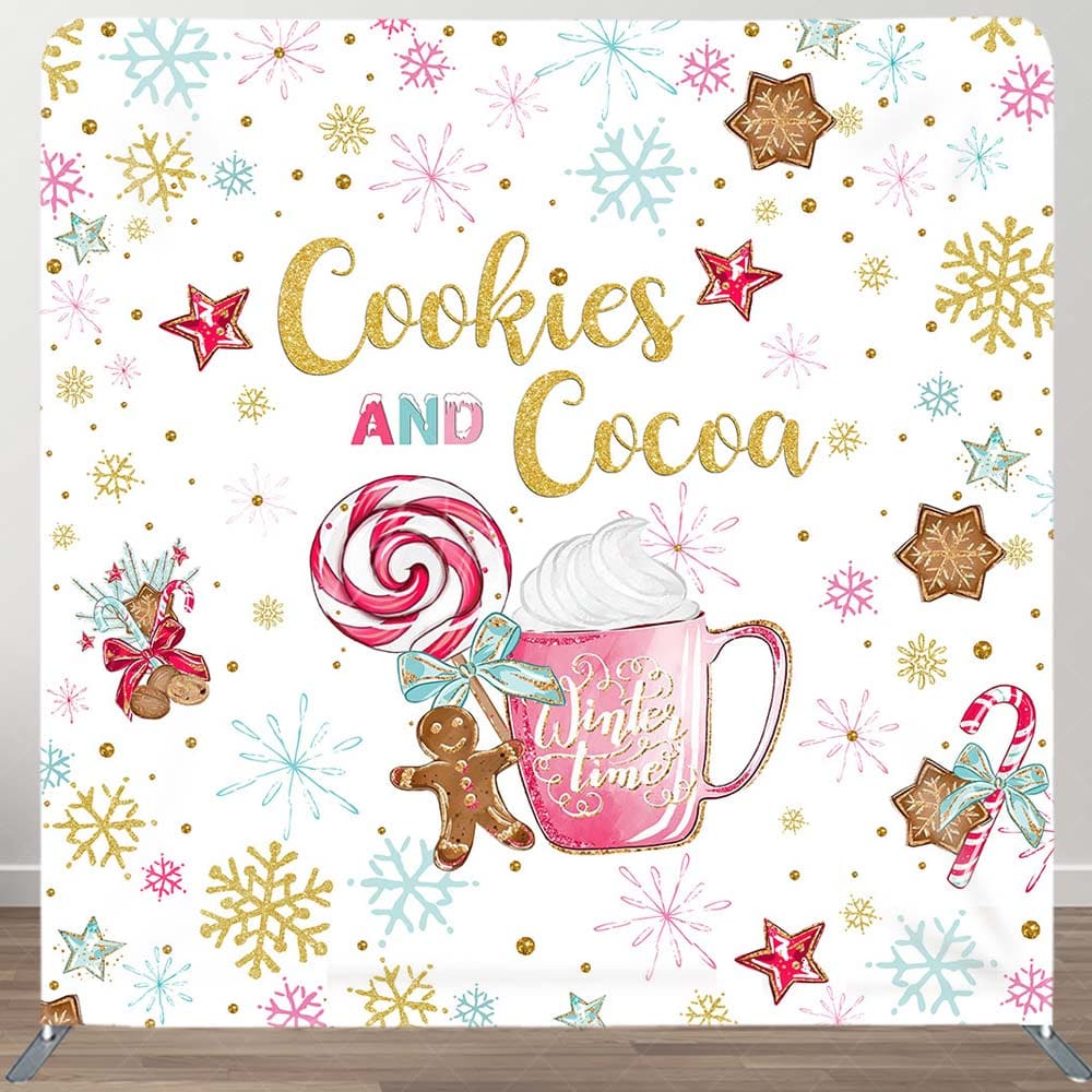Aperturee - Aperturee Cookies Cocoa Snowflakes Candy Coffee Square Backdrop