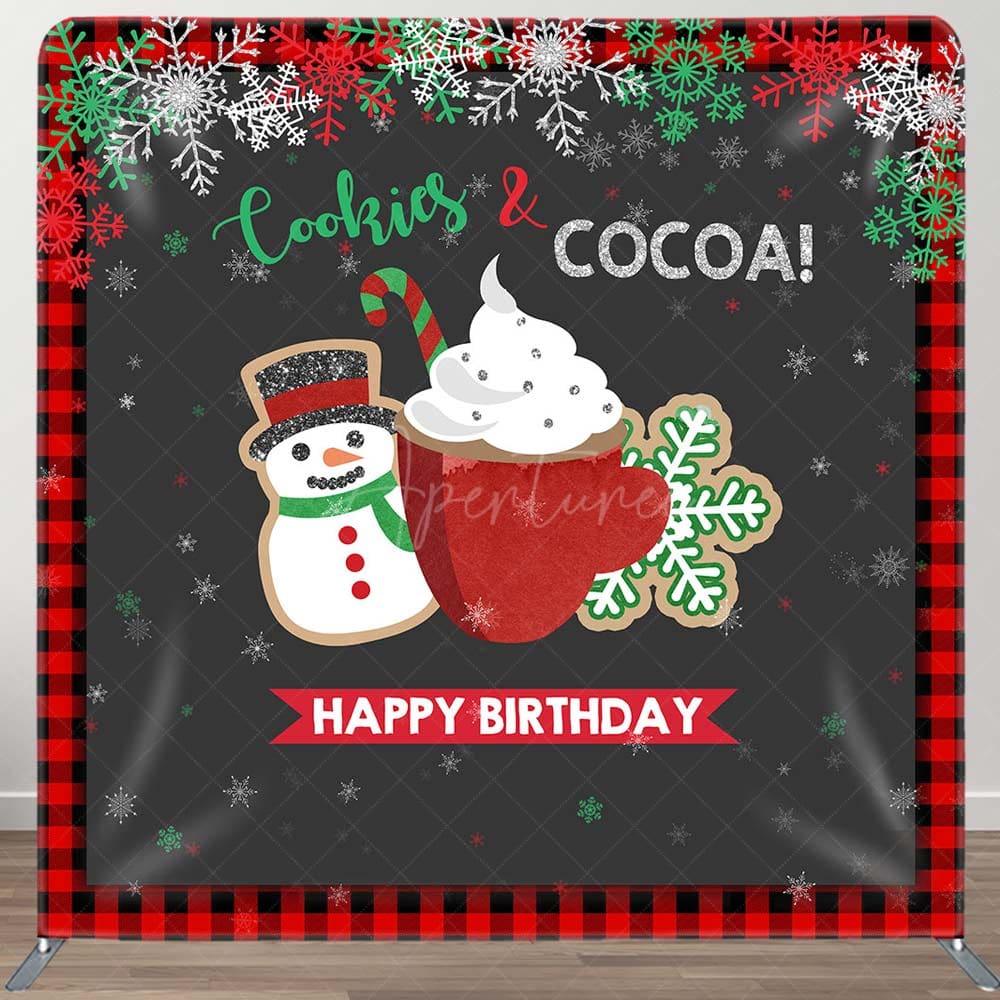 Aperturee - Aperturee Cookies Cocoa Xmas Brithday Tension Fabric Backdrop