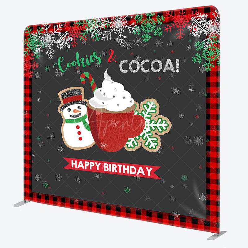 Aperturee - Aperturee Cookies Cocoa Xmas Brithday Tension Fabric Backdrop