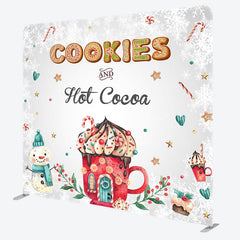 Aperturee - Aperturee Cookies Hot Cocoa Snowman Tension Fabric Backdrop