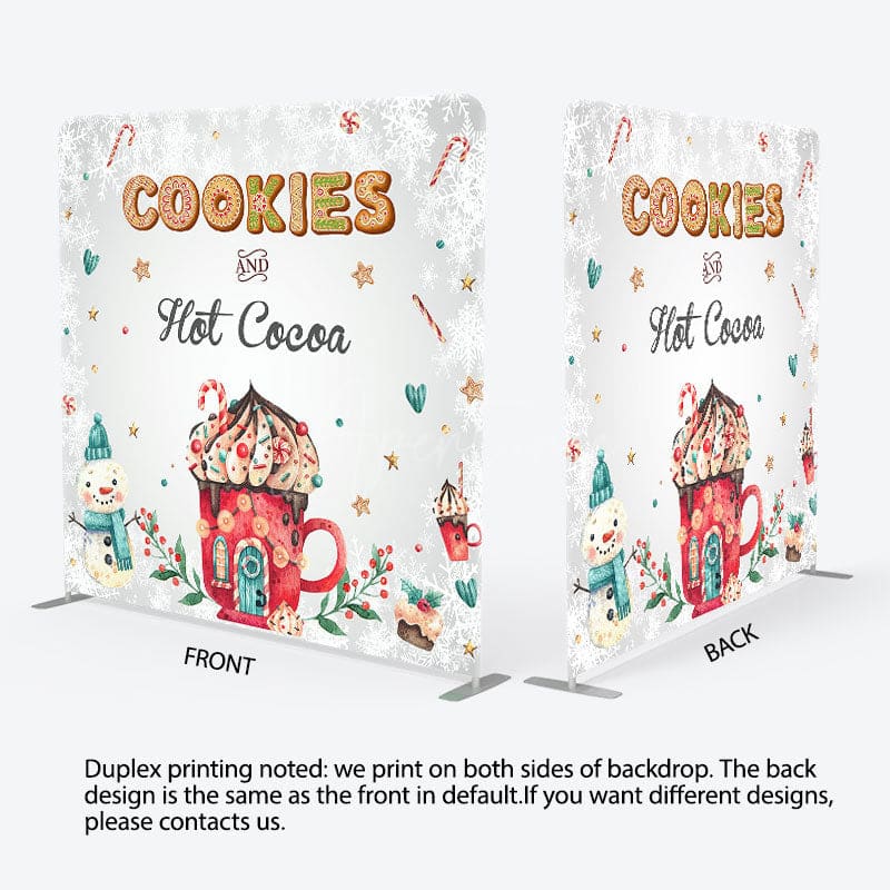 Aperturee - Aperturee Cookies Hot Cocoa Snowman Tension Fabric Backdrop