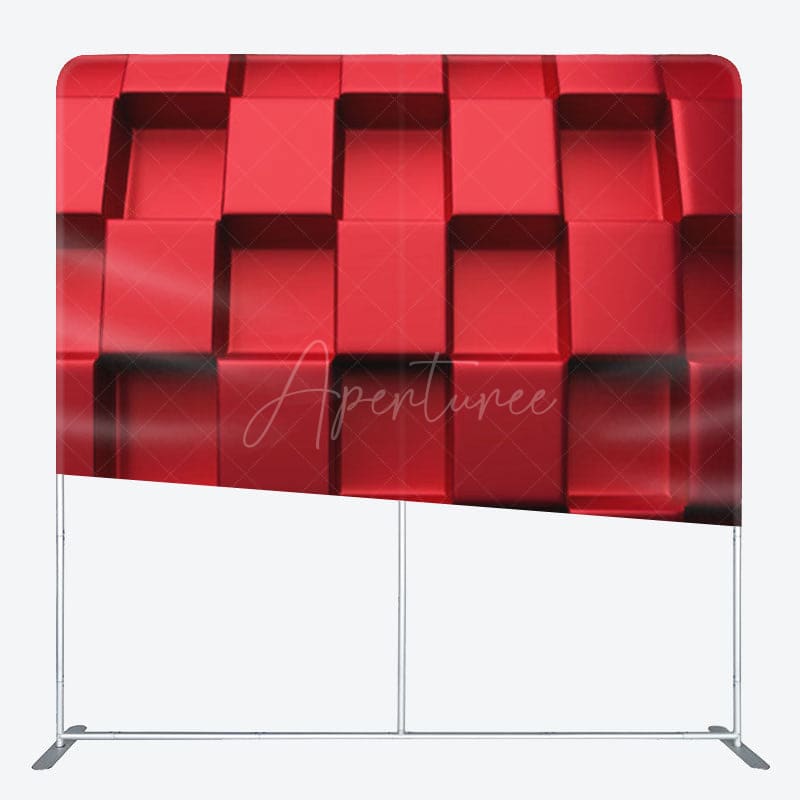 Aperturee - Aperturee Cool 3D Red Blocks Fabric Backdrop Cover For Decor