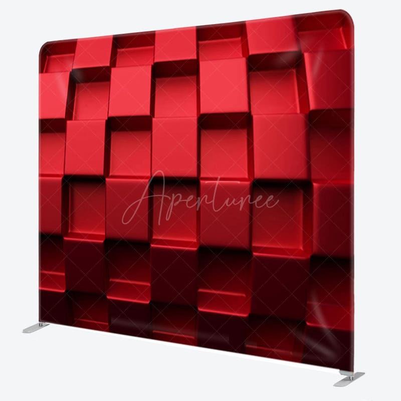 Aperturee - Aperturee Cool 3D Red Blocks Fabric Backdrop Cover For Decor