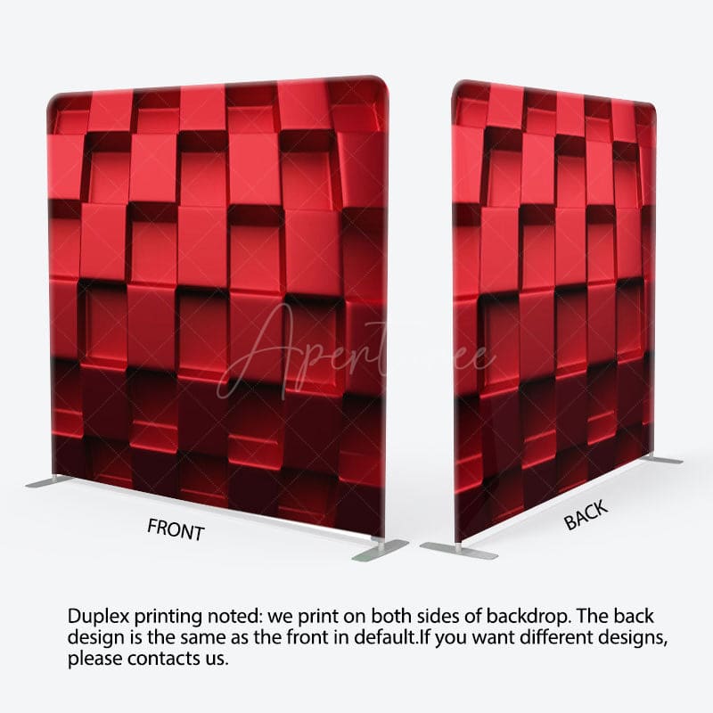 Aperturee - Aperturee Cool 3D Red Blocks Fabric Backdrop Cover For Decor