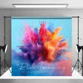 Aperturee - Aperturee Cool Colorful Powder Burst Blue Wall Photo Backdrop