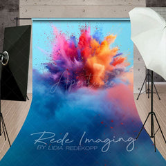 Aperturee - Aperturee Cool Colorful Powder Burst Blue Wall Sweep Backdrop