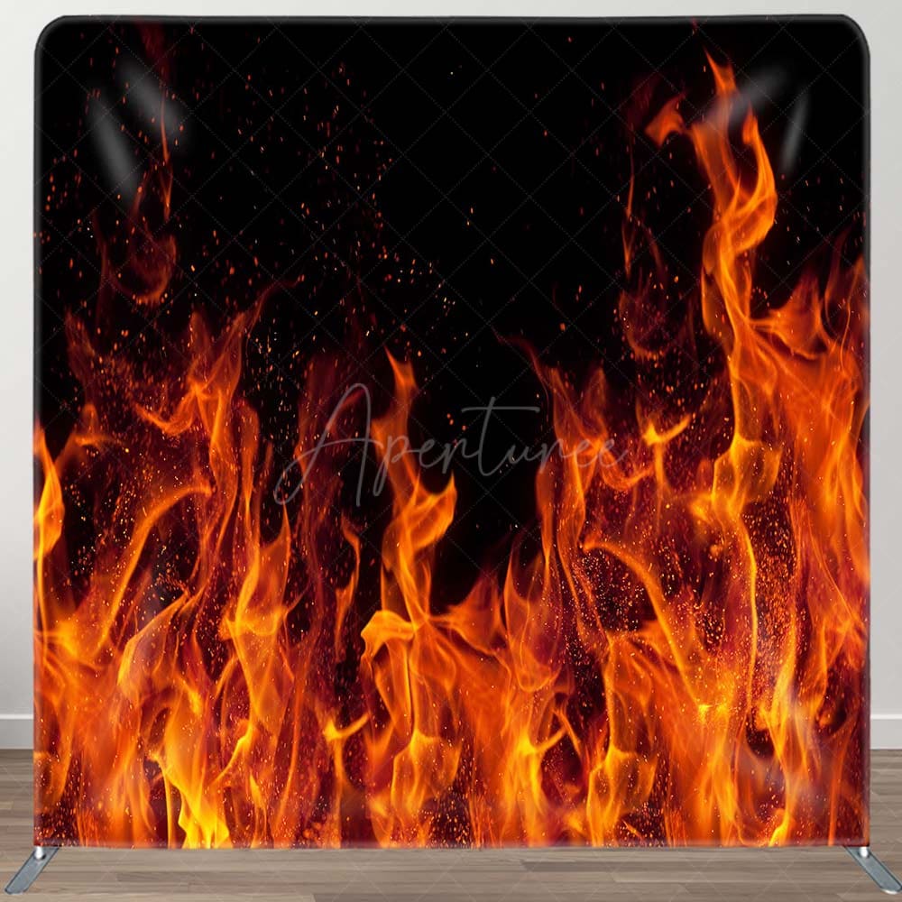 Aperturee - Aperturee Cool Red Raging Fire Winter Tension Fabric Backdrop