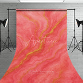 Aperturee - Aperturee Coral Pink and Gold Abstract Textured Sweep Backdrop Elegant Fluid Art Design for Studio Photography