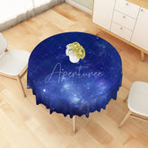 Aperturee - Aperturee Cosmic Nebula Galaxy Round Tablecloth Bright Blue Starry Space Theme for Kids Birthday and Events