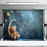 Aperturee - Aperturee Cosy Teddy Bear Grey Moon Starry Nights Backdrop