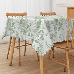 Aperturee - Aperturee Country Green Floral Tablecloth for Rustic Farmhouse Kitchen and Spring Garden Party Dining Decor