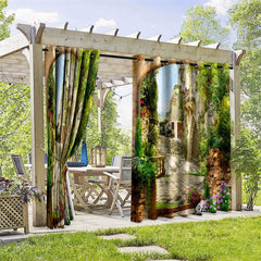 Aperturee - Aperturee Country Road Waterproof Printed Outdoor Curtains
