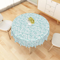 Aperturee - Aperturee Country Style Round Tablecloth with Green Leaf Motif on White for Rustic Farmhouse Kitchen Dining